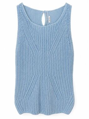 Ermanno Scervino Light Blue Ribbed Knit Top with Sequins